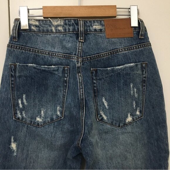 ONE Teaspoon Blue High Waist Freebird Distressed Zip Ankle Skinny Jeans - Picture 7 of 12